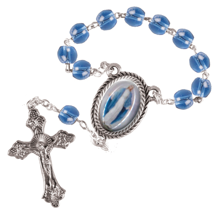 Single Decade Glass Rosary/Blue   (62745)