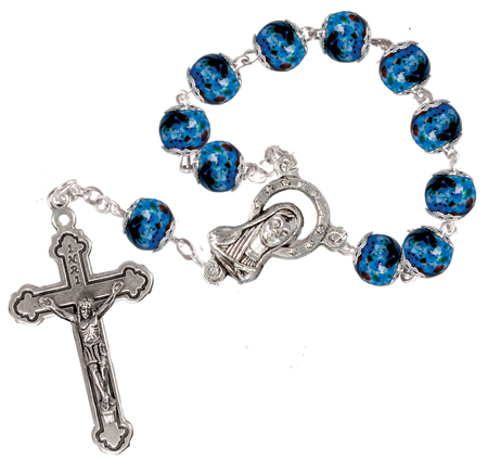 Single Decade Glass Rosary/Blue   (62752)