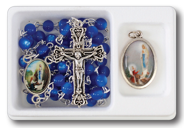 Acrylic Rosary/Blue With Medal/Lourdes  (62914)