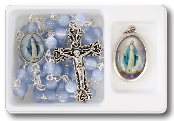 Acrylic Rosary/Blue With Medal/Miraculous  (62915)