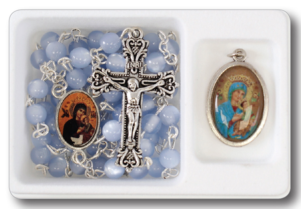 Acrylic Rosary/Blue With Medal/Perpetual  (62917)