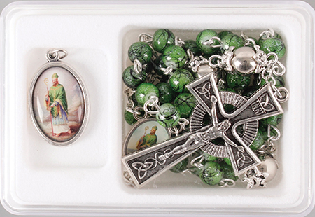 Glass Rosary/Medal Set/St.Patrick   (62935)