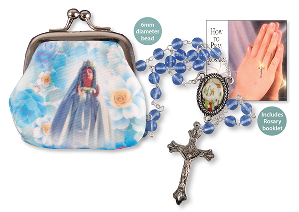 Glass Rosary/Cloth Purse/Lady of Knock  (63030)