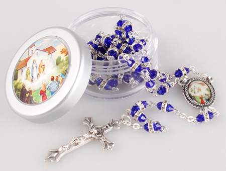 Glass Rosary/8 mm Bead/Blue/Knock   (6316/KNOCK)
