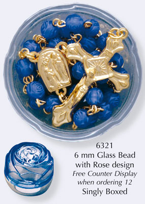 Glass Rosary/Blue/Lourdes   (6321)