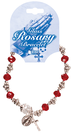 Rosary Bracelet/Ruby Beads/Metal Spacers   (63642)