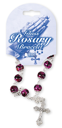 Rosary Bracelet/Pink Beads with Caps   (63652)
