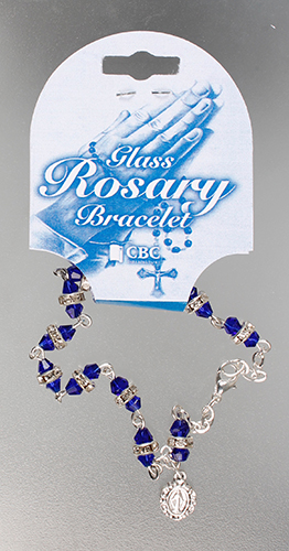 Rosary Bracelet/Blue with Crystal Ring   (63661)