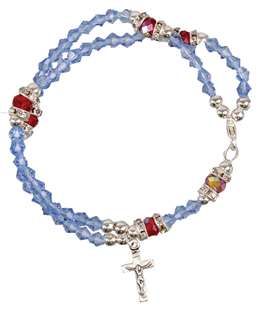 Bracelet/Complete Glass Rosary/Blue   (63671)