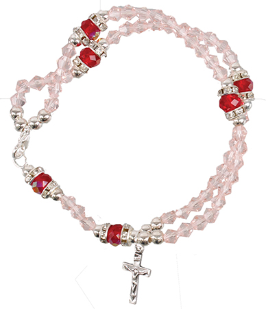 Bracelet/Complete Glass Rosary/Pink   (63674)