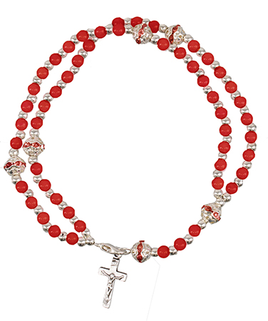 Bracelet/Complete Glass Rosary/Red   (63684)