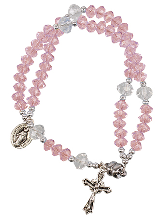 Bracelet/Complete Acrylic Rosary/Pink/Magnetic   (63692)