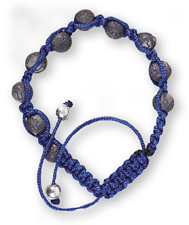Macrame Rosary Bracelet/Resin/Blue   (63772)