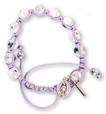 Macrame Rosary Bracelet/Porcelain/Purple   (63782)
