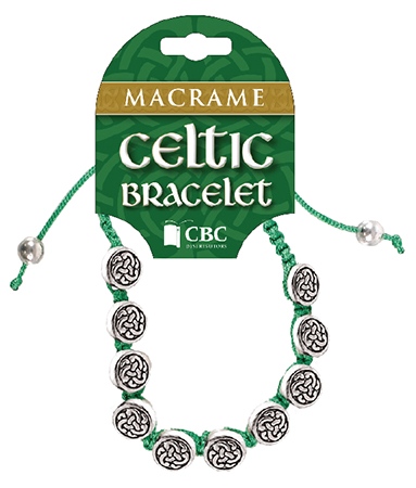 Macrame Celtic Bracelet/Green/Metal Beads   (63790)