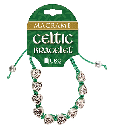 Macrame Celtic Bracelet/Green/Metal Beads   (63791)