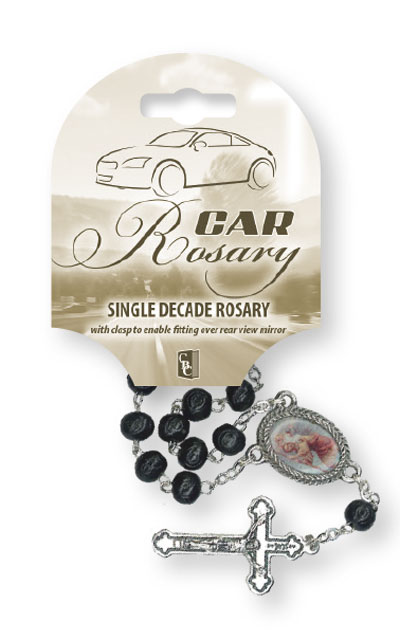 Car Rosary- Single Decade/Wood Black   (63901)
