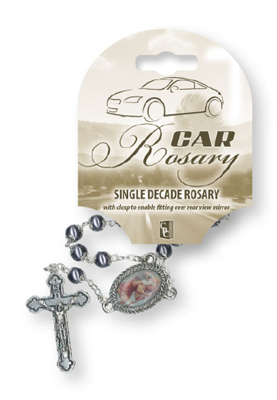 Car Rosary - Single Decade/Imit.Hematite   (63905)