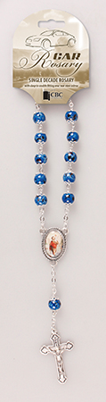 Car Rosary - Single Decade/Glass Blue   (63910)
