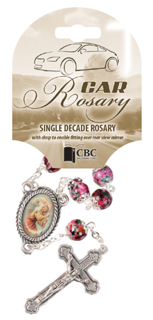 Car Rosary - Single Decade/Glass Pink   (63912)