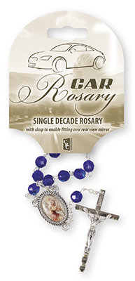 Car Rosary - Single Decade/Glass-Blue   (63918)