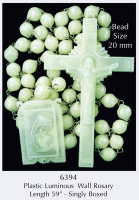 Plastic Luminous Wall Rosary   (6394)