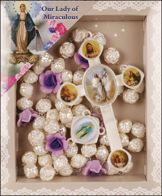 Imitation Mother of Pearl Wall Rosary   (6395)