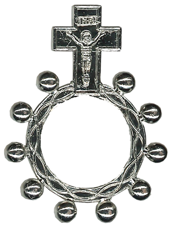 Rosary Ring/Crucifix - Silver Finish  (6417)