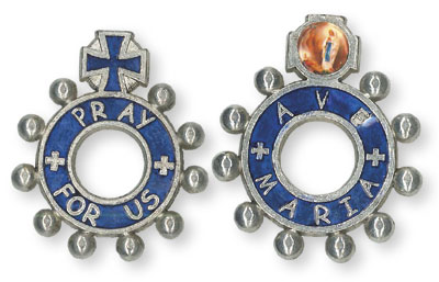 Oxidised Rosary Ring/Blue Varnish   (6418)