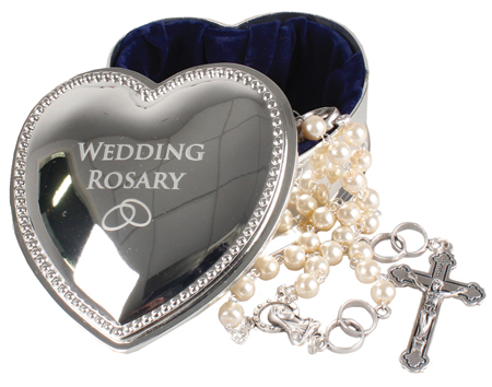 Pearl Wedding Rosary - Silver Finish   (64210)