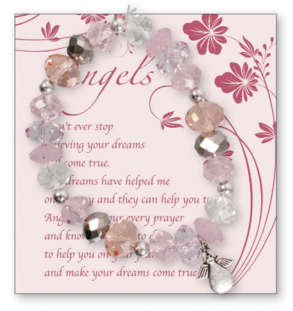 Glass Bracelet/Angels/With Motif/On card   (64581)