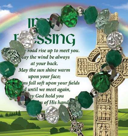 Glass Bracelet/Irish Blessing/Motif/On card   (64592)