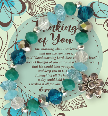 Glass Bracelet/Thinking of You/Motif/On card   (64595)