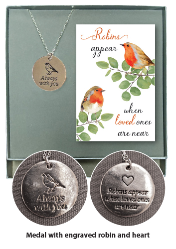 Pendant With Card/Robins Near You  (69025)