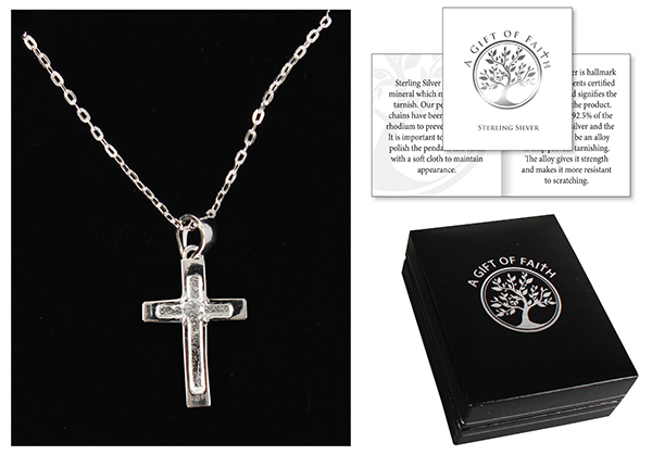 Sterling Silver Necklet/Cross With Stone (69190)