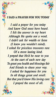 Verse Leaflet/I Said A Prayer   (7135/100)
