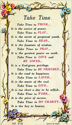 Verse Leaflet/Prayer Take Time   (7135/218)