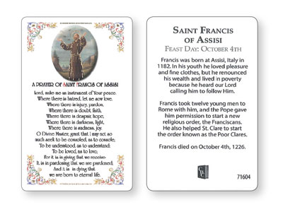 Prayer Card - Saint Francis   (71604)