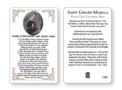 Prayer Card - Saint Gerard   (71605)