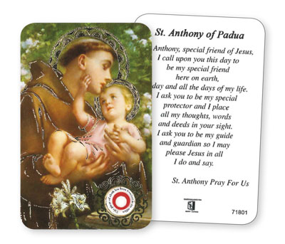 Prayer Card with Relic - Saint Anthony   (71801)