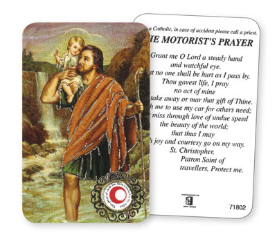 Prayer Card with Relic - Saint Christopher   (71802)