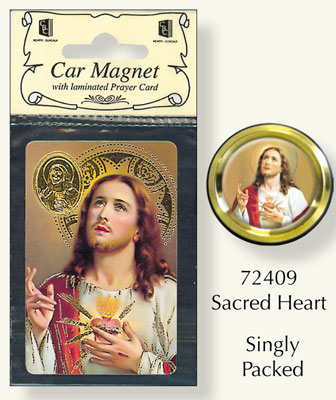 Car Plaque/Prayer Leaflet/Sacred Heart   (72409)