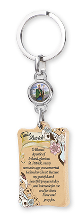 Key Ring/Olive Wood/Medal/Saint Patrick   (74676)