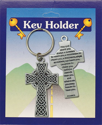 Pewter Key Ring/Celtic Cross With Prayer   (7488)