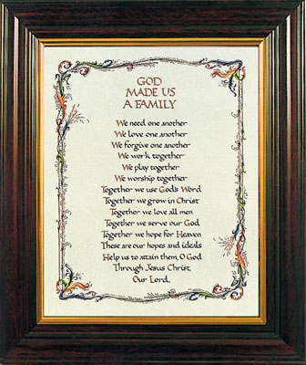 Framed Picture/10 inch x 8 inch Print/Family Prayer   (83142)