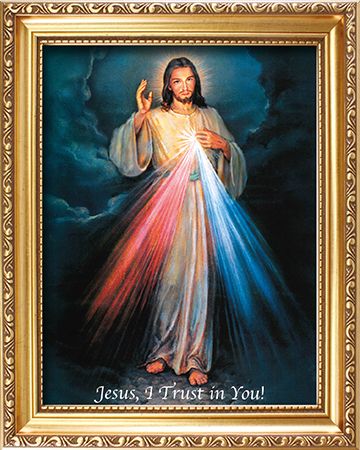 Wood Framed Picture/Divine Mercy   (83272)
