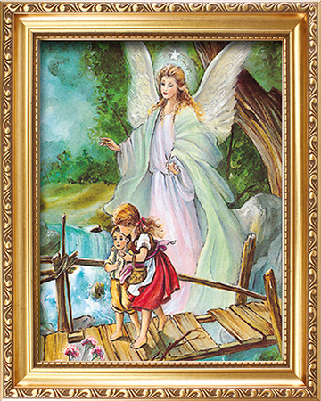 Wood Framed Picture/Guardian Angel   (83273)