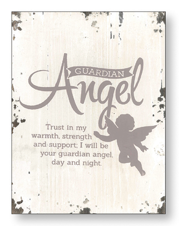 Distressed Wood Plaque/Guardian Angel   (84502)