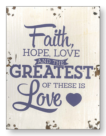 Distressed Wood Plaque/Faith,Hope,Love   (84510)