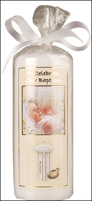 Baptismal Baby Candle/6 inch Gift Wrapped   (8620)